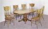 Oak veneer sunburst table with oak leaf chairs